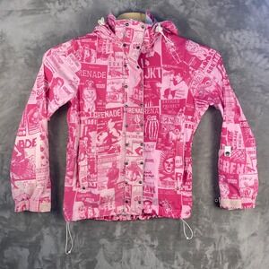 Rare Vintage Grenade Fatigue Project Graphic Print Hooded Jacket Pink Size SM